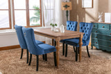 MOOLSUN Velvet Dining Chairs Set of 4, High Back Side Chairs, Modern Padded High-End Tufted Upholstered Chairs with Button-Tufted Back & Rear Pull Tabs, Solid Wood Legs E-Blue(Solid Wood Legs)