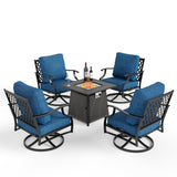 MIXPATIO 5-Piece Metal Patio Conversation Set, 28-Inch Fire Pit Table