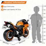 12V Electric Ride On Motorcycle for Kids, Training Wheels, Full Hand Drive Motorbike Toy, Perfect for Boys and Girls (3-8 Yrs) (Orange)