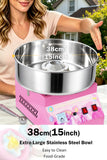 Commercial Cotton Candy Machine 1000W - 15" Stainless Steel Bowl, Electric Candy Floss Maker with Double Switch, Sugar Scoop, Ideal for Carnival, Party & Business Use