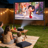 120 inch Outdoor Projector Screen with Stand, Portable Projector Screen Outdoor with Sand Bag, 16:9 4K HD Movie Screen with Carry Bag for Backyard, Camping, Theater