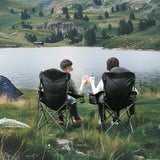 Aohanoi 2 Pack Camping Chairs for Heavy People,Outdoor Folding Camp Chairs for Adults with Cup Holder & Cooler Bag for Outside,Outdoor Lawn Chairs Supports Up to 400lbs