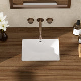 Couoko Undermount Bathroom Sink 18x14 Inch White Rectangle Porcelain Vessel Sinks with Curves Bottom Deep Basin with Overflow Lavatory Vanity Sink Mounted Under the Counter