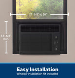 GE 6,000 BTU Electronic Window Air Conditioner, Black Compact AC Cools Rooms up to 250 sq ft, Digital Controls with Remote, Energy Saver Mode, 24Hr Timer, Easy Install Kit Included