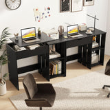 Tangkula Computer Desk with Lift Top, Space Saving Standing Desk with Hidden Compartment and Open Storage Shelves