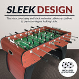 Hathaway Metropolitan 54 inch Foosball Table Adult Size for Family Game Rooms - With Smooth Playfield, Dual Abacus Scoring, Weighted Players, Sturdy Leg Levelers & 2 Foosballs - Cherry Finish