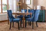 MOOLSUN Velvet Dining Chairs Set of 4, High Back Side Chairs, Modern Padded High-End Tufted Upholstered Chairs with Button-Tufted Back & Rear Pull Tabs, Solid Wood Legs E-Blue(Solid Wood Legs)