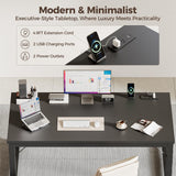 54 Inch Computer Desk with Power Outlets, 1.2" Thick Heavy Duty Industrial Office Desk