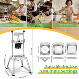 POWLAB Commercial Vegetable Chopper & French Fry Cutter, Stainless Steel Manual Dicer, 3 Blades (1/4", 3/8", 8-Wedge), Suction Base, Fast Tomato Onion Potato Cutter for Restaurant & Home Kitchen