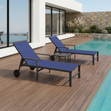 PURPLE LEAF Pool Chaise Lounge, Aluminum 2-Piece Set with Armrests, Navy
