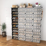 Portable Shoe Rack Organizer with Door, 96 Pairs Shoe Storage Cabinet Easy Assembly, Plastic, Adjustable, Stackable WEXCISE