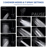 Ryamen Upgraded Dual Shower Heads Combo, 10 inch Filtered Shower Head with Handheld, 3-Way Rain Shower Head with Filters, 7 Settings Handheld Spray, High Pressure, Height Adjustable (Black)