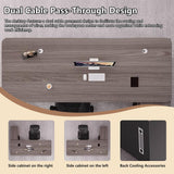 L Shaped Executive Office Desk Large Computer Desk with Storage Cabinets, Solid Wood Board Steel Frame