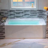 WOODBRIDGE 60" Acrylic Rectangular Alcove Soaking Bathtub in White with Left Drain, Chrome pop-up Drain Included, LB428-L