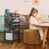 8 Tier Rolling File Cart with Hanging File Folder Organizer, Mobile File Organizer with 2 Sides Access Bookcase, Beside/Under Desk File Organizer Cart with Wheels for Office Home School Organization DAOUTIME