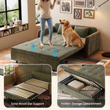 62.9" Pull Out Sofa Bed with Storage, Convertible Sleeper Sofa Green