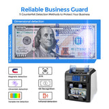 MUNBYN IMC08 Dual Money Counter Machine Mixed Denomination with Reject Pocket, Value Counting, Counterfeit Detection 2 CIS/UV/MG/IR, Sort&Print Enabled Cash Counter, Mixed Bill Counter (White)