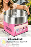 Commercial Cotton Candy Machine 1000W, 3-4 Per Minute, 38cm Stainless Steel Bowl, Easy Double Switch, Sugar Scoop, for Carnival Party Commercial Events (US Plug)