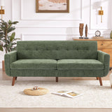 Tbfit 77.2" W Linen Sofa Couch, Mid Century Modern Decor Loveseat Couches for Living Room, Button Tufted Upholstered Small Couch for Bedroom, Solid, and Easy to Install Love Seats Furniture, Green