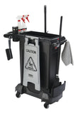 Rubbermaid Commercial Products Slim Jim Rim Caddy Kit + 23-Gallon Container Trash Can/Utility Cart, Black, Janitorial/Housekeeping Cart for Office/School/Hospital/Public Facility