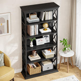 Tribesigns 6-Tier Bookcase Set of 2, 71 Inches Industrial Bookshelves and Bookcases, Floor Standing 5 Shelf Display Storage Shelves Tall Bookcase for Home Office, Living Room, Bed Room, Black