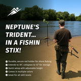 Fishin’ Stix Ready to Fish Kit - Telescoping Rod Holder Sand Spike with Tripod and Bite Alarm. Fishing Alarm System for Bank Fishing, Rocks, Docks & Night Use. 12"–30" Pole Stand, 50 lb+ Capacity