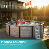 Puri Tech 24' x 52" Sunset Bay Above Ground Swimming Pool Package with Full-Print Overlap Liner, Liner Pad, Pool Cove, Skimmer, Filtration System and A-Frame Ladder for Complete Backyard Pool Setup