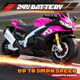 HEIMILI 24V Kids Motorcycle, Aprilia RSV4 Licensed Electric Ride on for 3-6 Years, 51" Large Motorbike with Training Wheels, Bluetooth, Speed 5mph (Pink, 24V(51 * 31 * 22))