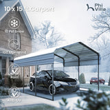 PHI VILLA 10x15 Carport, Metal Carports Canopy Heavy Duty Car Port Garage