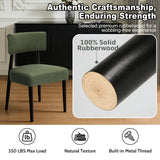 BONBEUR Wooden Dining Chairs Set of 4, Upholstered Kitchen Chairs with Solid Rubberwood Legs, Modern Farmhouse Dining Room Chairs, Green Linen Fabric & Black Legs