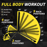Adjustable Weight Bench,1000 LB Fast Folding Workout Bench for Home Gym Strength Training, Incline Decline Flat Utility Bench Press for Full Body Workout, Upright Storage Yellow Exercise Bench (Grey)