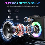 Karaoke Machine, Portable Bluetooth 5.3 Speaker with 2 Wireless Microphones for Adults, 200W Retro Leather PA System with Pitch Correction, Supports TV/TWS/TF Card/USB/AUX/Live (2MICS)