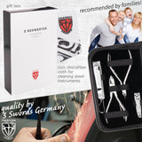 3 Swords Germany - brand quality 10 piece manicure pedicure grooming kit set for professional finger & toe nail care scissors clipper fashion leather case in gift box, Made by 3 Swords (00286)