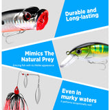 PLUSINNO Fishing Lures Fishing Tackle Box Fishing Bait Gifts for Men, Bass, Trout Fishing Accessories Kit for Saltwater & Freshwater Fishing Gear Including Topwater Lures, Hooks, Spinnerbaits PLUSINNO