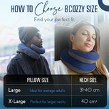 BCOZZY Travel Neck Pillow for Airplane– Patented Double Support for Head, Neck, and Chin. Best for Long Flights, Plane Sleeping, and Car Rides. Adjustable Size. Fully Washable. Carry Bag. Large, Black