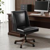 Upholstered Armless Office Chair Faux Leather Swivel Home Desk Office Chair