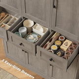 HITHOS Tall Kitchen Pantry Storage Cabinet w/Drawers & Shelves, Ash Gray