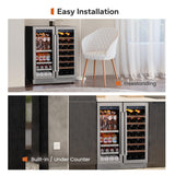 Ca'Lefort 30 Inch Wine & Beverage Fridge, Dual Zone Built-In Wine Cooler