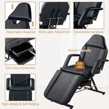 Favfurish Massage Salon Tattoo Chair,Multi-Purpose 3-Section Facial Bed Table, with Hydraulic Stool and Two Trays, Adjustable,fit for Beauty,Barber,Spa,Easy to Assemble, Pink
