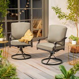 MELLCOM Swivel Patio Chairs Set of 8 with Khaki Cushions for Outdoor Dining