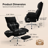 Cross Legged Office Chair with Footrest, Big and Tall Comfy Ergonomic Reclining Executive Chair Wide Seat with Flip-Down Armrests