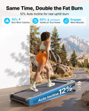 MERACH UltraWalk W60 Walking Pad Treadmill with 12% Auto Incline, Under Desk Walking Pad 400lb Capacity, Max 3.5HP Heavy Duty Walking Pad with Incline for Tall People with BT Speaker, RGB Light & APP