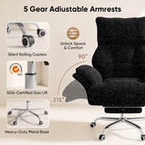 Cross Legged Office Chair with Footrest, Big and Tall Comfy Ergonomic Reclining Executive Chair Wide Seat with Flip-Down Armrests