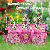 Housolution Gardening Tools Set, 10 PCS Stainless Steel Heavy-Duty with Non-slip Soft Rubber Handle with Large Garden Bag, Pink
