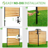 2 Panels No Dig Wooden Privacy Fence Screen, 42" H X 40" W Outdoor Air Conditioner Fences, Hide Trash Bins Or Ac Units