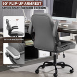 Office Chair PU,Leather Office Chair with Wheels,360° Swivel Rolling Chair with Padded Arms
