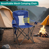 SAILARY Outdoor Folding Camping Chair with Cup Holder, Storage Bag, Large Anti-Sink Feet, 400lbs Capacity, 2 Pack Breathable Mesh Portable Chair for Camping, Beach, Fishing, Sports, Blue