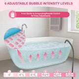 SHUIMEIYAN Electric Bubble Massage Mat Portable Massage for Bathtub Bubble Bath Mat Tub Spa Massager with Pillow -Upgraded Suction Cup with Remote Control （ 44.9" x 16.9"Pink）