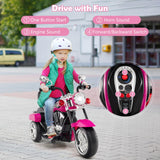 Costzon Kids Motorcycle, 6V Battery Powered Ride on Chopper Motorcycle w/Horn, Headlight, 3-Wheel Stable Ride on Toys, Electric Toddler Motorcycle for Kids, Gift for Boys Girls (Rose Red)