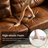 NessCarsti Morden Faux Leather Sofa, 86.6" Brown Mid Century Cloud Couch